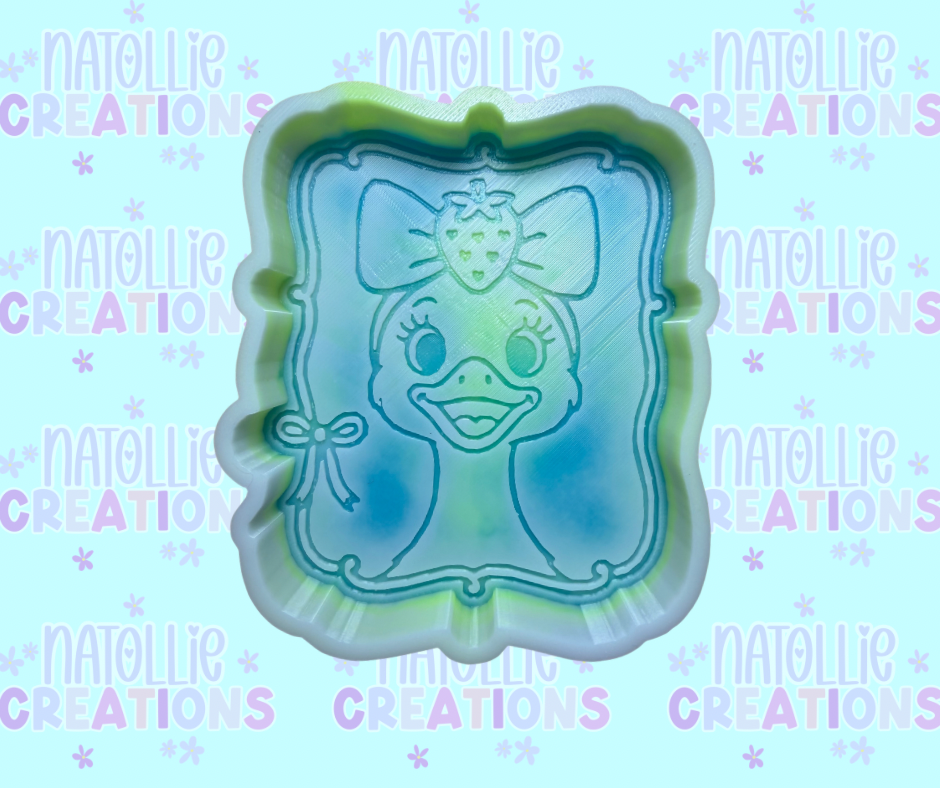 Framed Goose W/ Strawberry Bow Freshie Silicone Mold