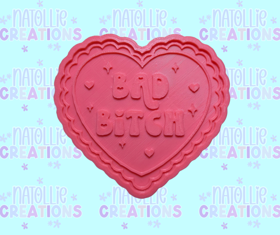 Bad Bitch Scallop Heart Insert Freshie Silicone Mold