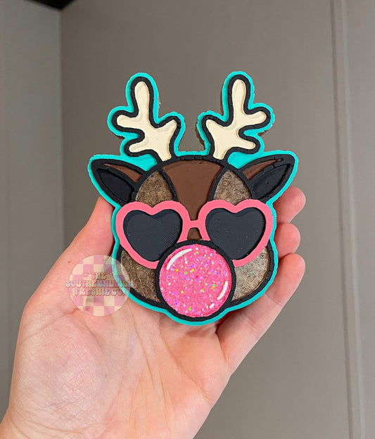 Bubble Blowing Reindeer Freshie Silicone Mold