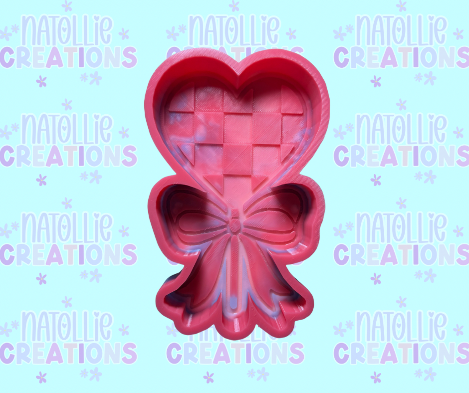 Checkered Lollipop W/ Bow Freshie Silicone Mold