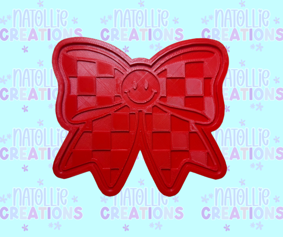 Checkered Smiley Bow Insert Freshie Silicone Mold