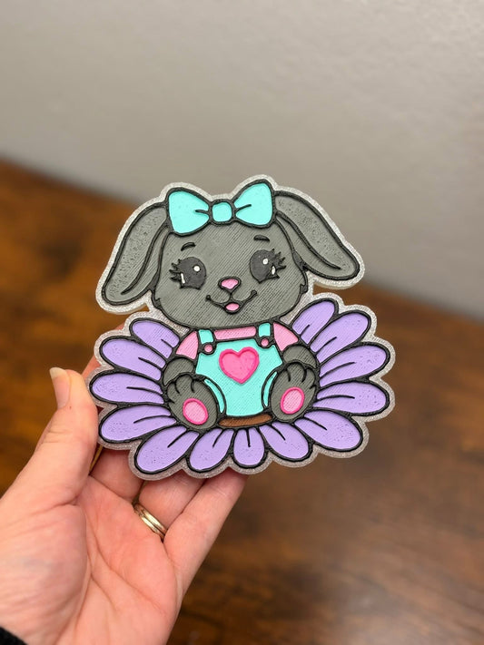 Bunny On Flower Freshie Silicone Mold