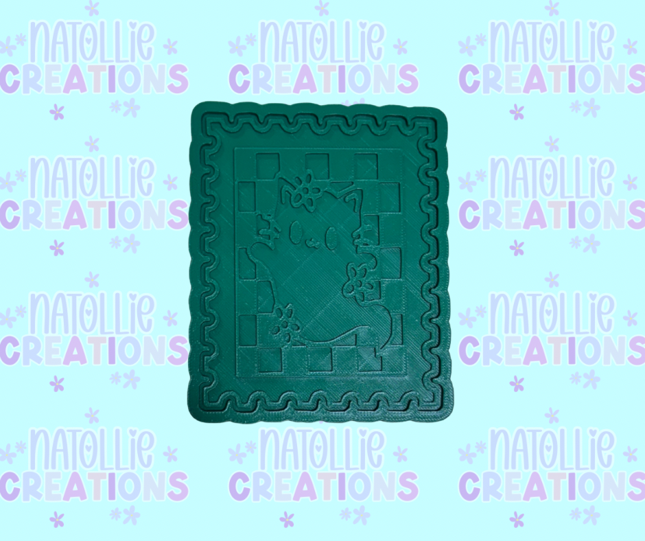 Ghost Cat Stamp Insert Freshie Silicone Mold