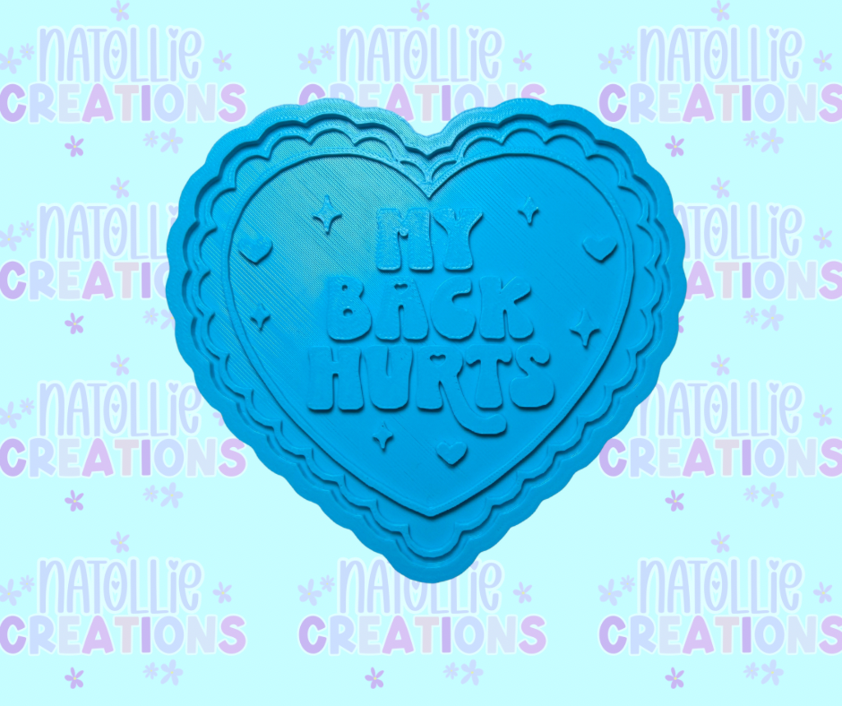 My Back Hurts Scallop Heart Insert Freshie Silicone Mold