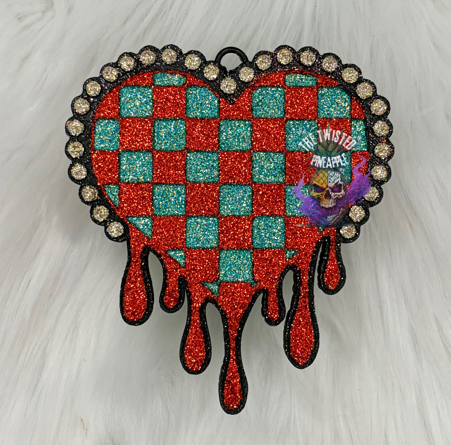 Checkered Drip Heart Freshie