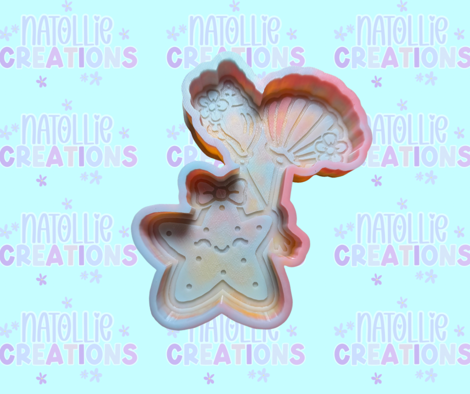 Starfish W/ Seashell Balloons Freshie Silicone Mold
