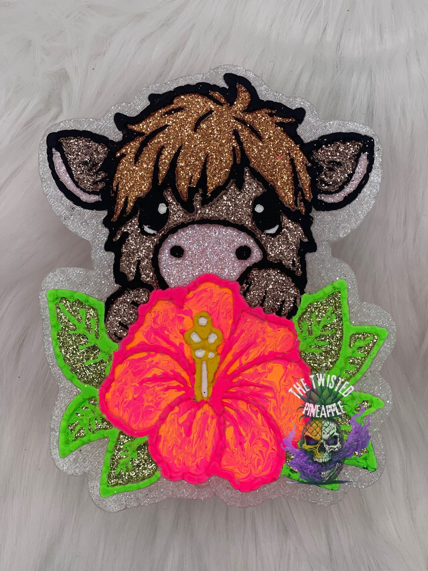 Highland Cow Hibiscus Flower Freshie