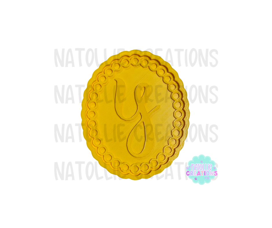 Beaded Frame Oval + Alphabet Inserts Freshie Silicone Mold