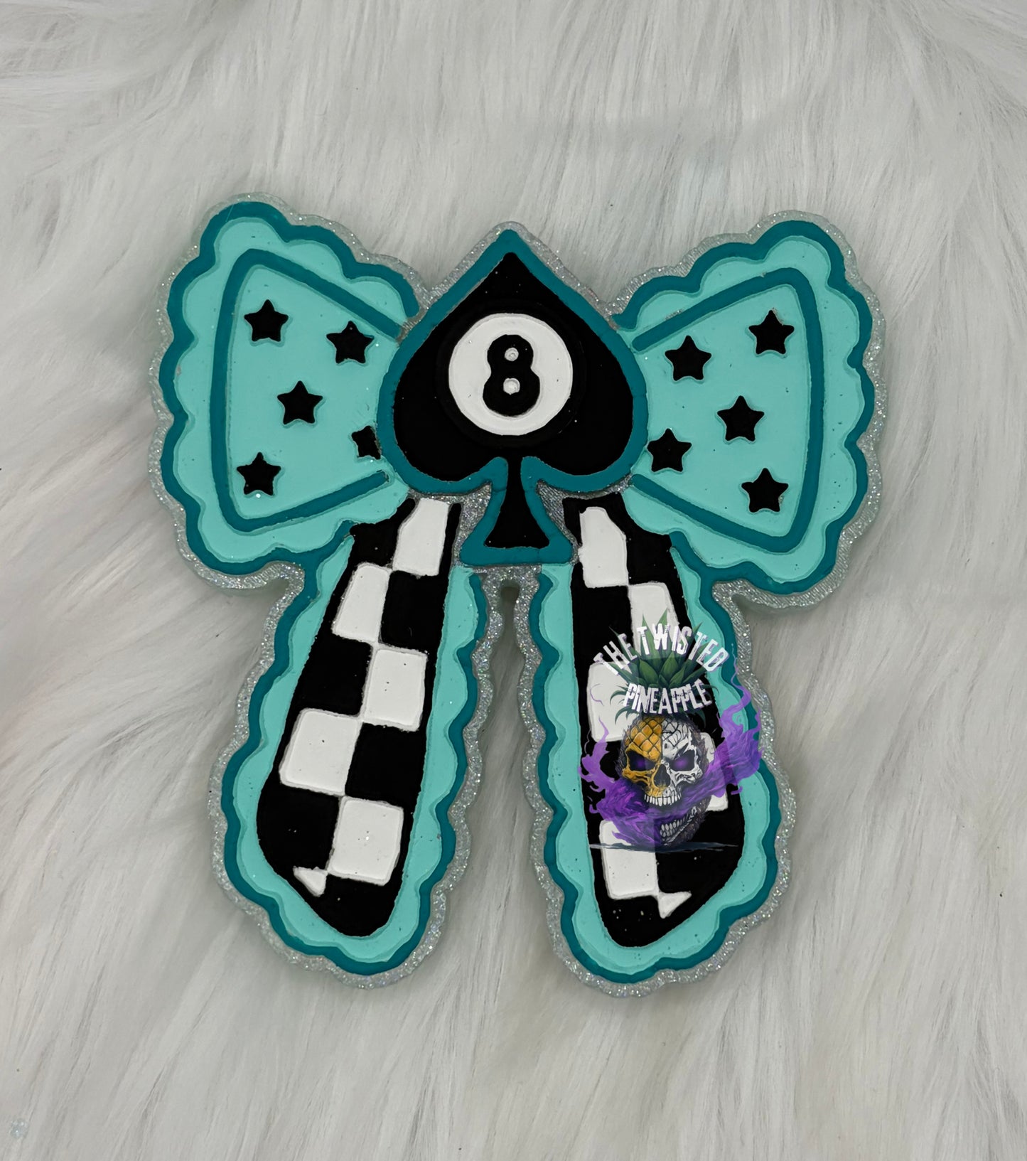 Spade Checkered Bow Freshie (50 Shades of Grey)