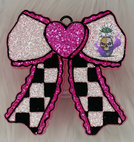 Checkered Heart Bow Freshie