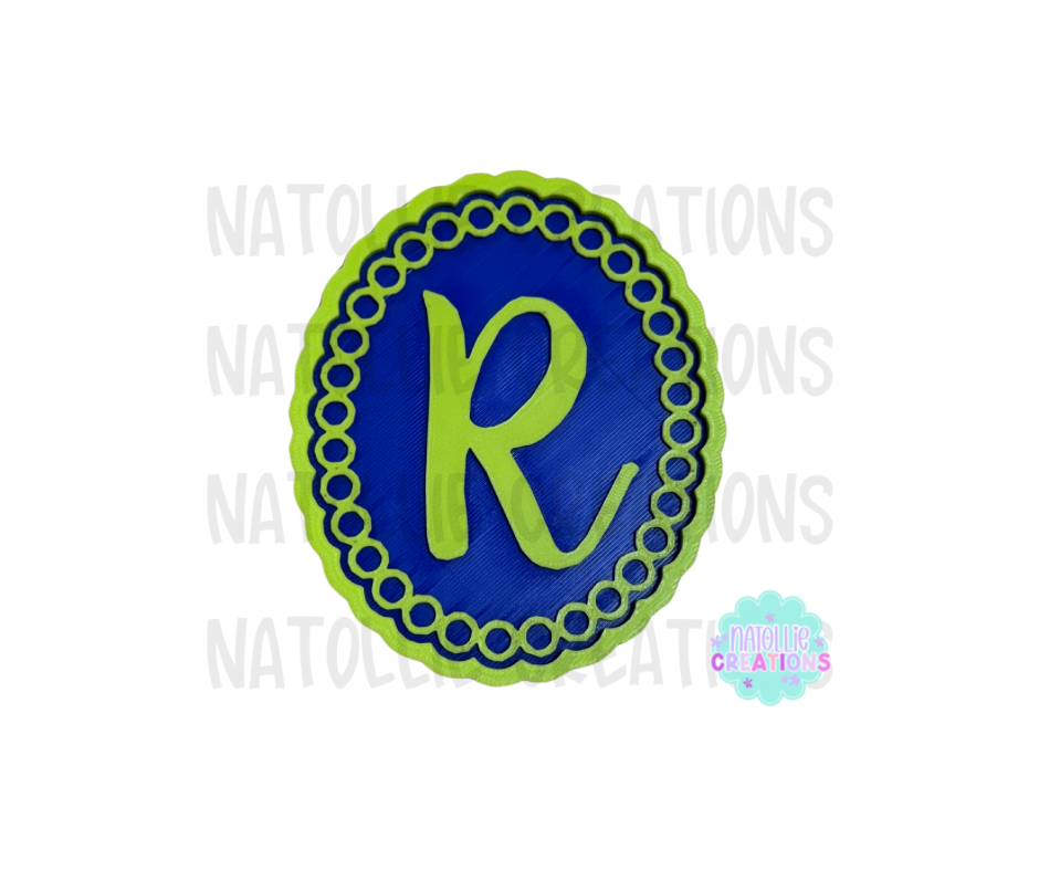 Beaded Frame Oval + Alphabet Inserts Freshie Silicone Mold
