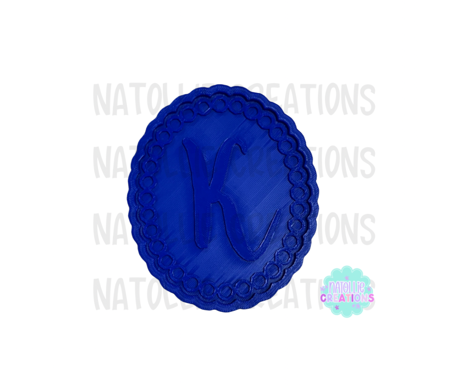 Beaded Frame Oval + Alphabet Inserts Freshie Silicone Mold