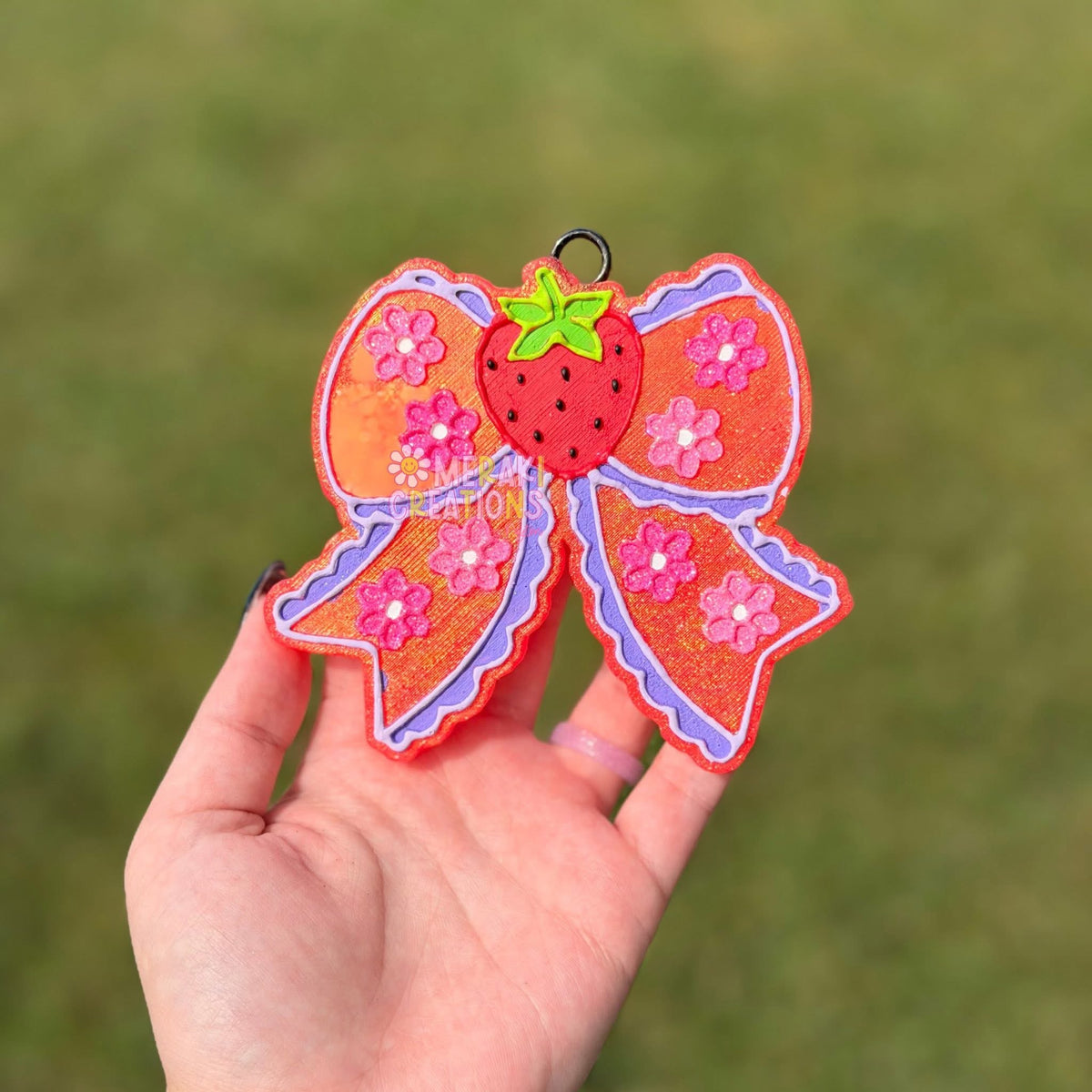 Floral Strawberry Bow Freshie Silicone Mold