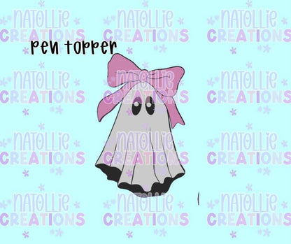 Ghost W/ Bow Pen Topper
