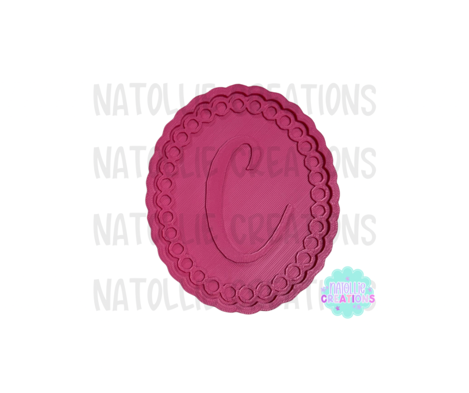 Beaded Frame Oval + Alphabet Inserts Freshie Silicone Mold