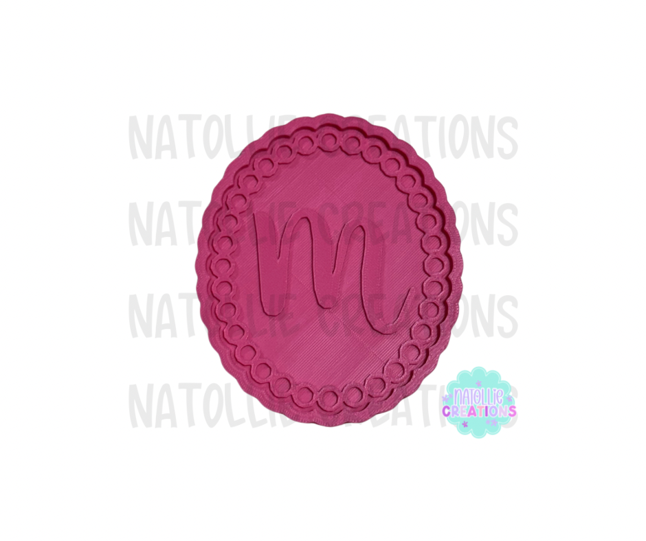 Beaded Frame Oval + Alphabet Inserts Freshie Silicone Mold