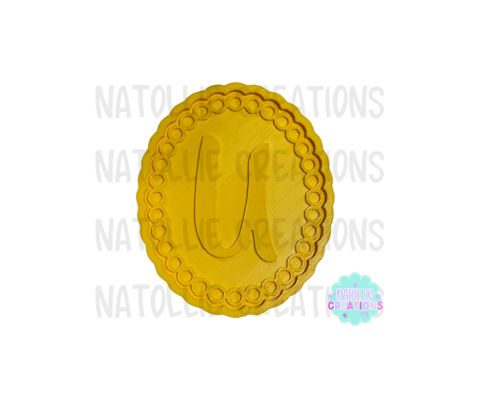 Beaded Frame Oval + Alphabet Inserts Freshie Silicone Mold