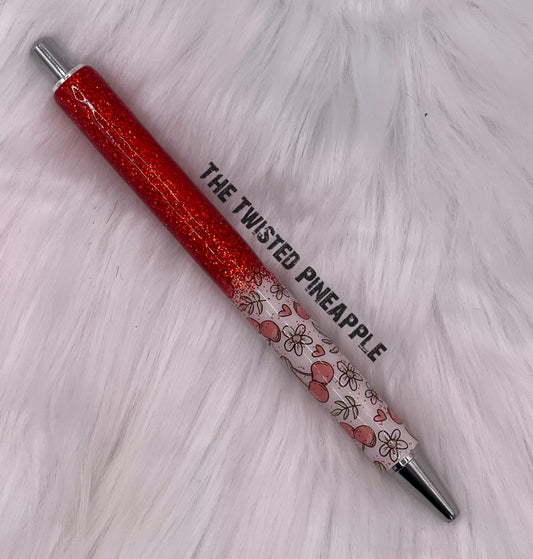 Red Cherries Glitter Pen