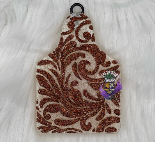Tooled Leather Cow Tag Freshie
