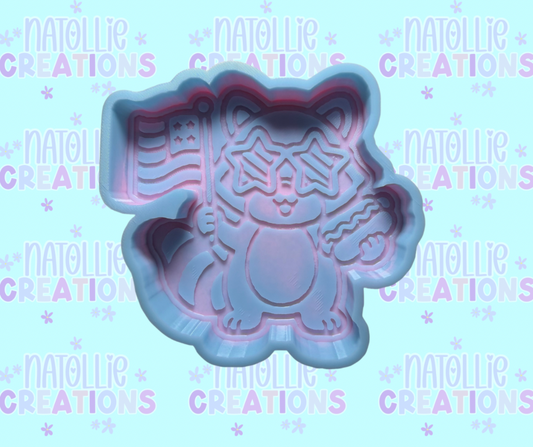 Silly Patriotic Raccoon Freshie Silicone Mold