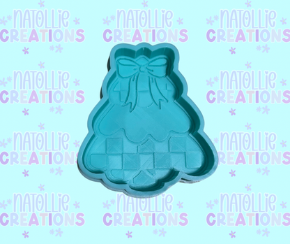 Checkered Tree W/ Bow Freshie Silicone Mold