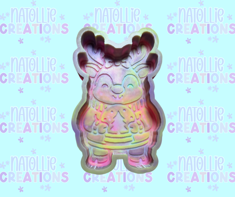 Reindeer Holding Snow Globe Freshie Silicone Mold