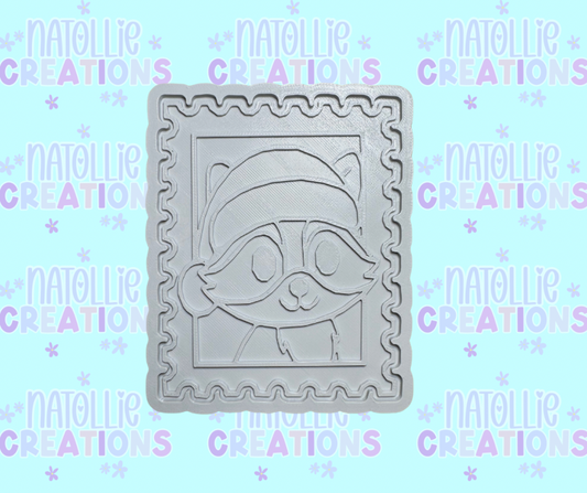 Christmas Raccoon Stamp Insert Freshie Silicone Mold
