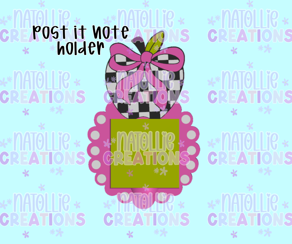 Checkered Apple Post It Note Holder