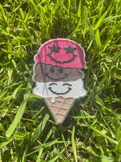 Smiley Stacked Ice Cream Cone Freshie Silicone Mold