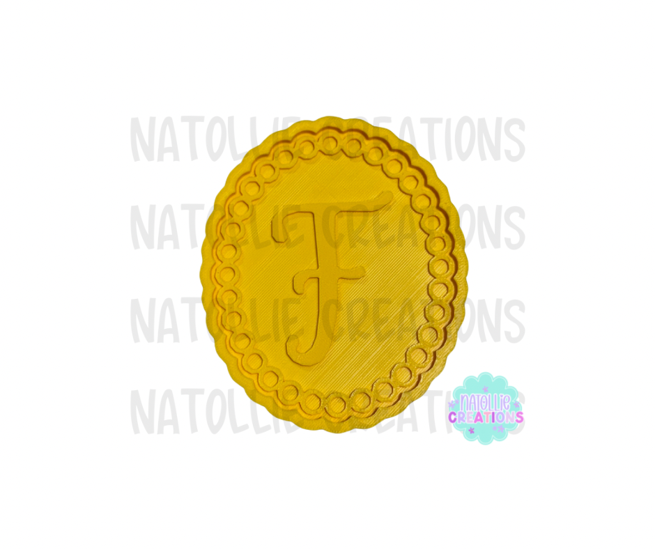 Beaded Frame Oval + Alphabet Inserts Freshie Silicone Mold