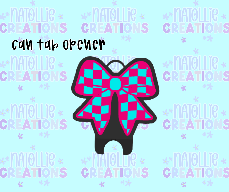 Checkered Bow Can Tab Opener Keychain