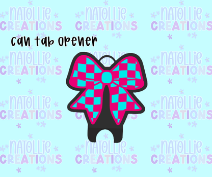 Checkered Bow Can Tab Opener Keychain