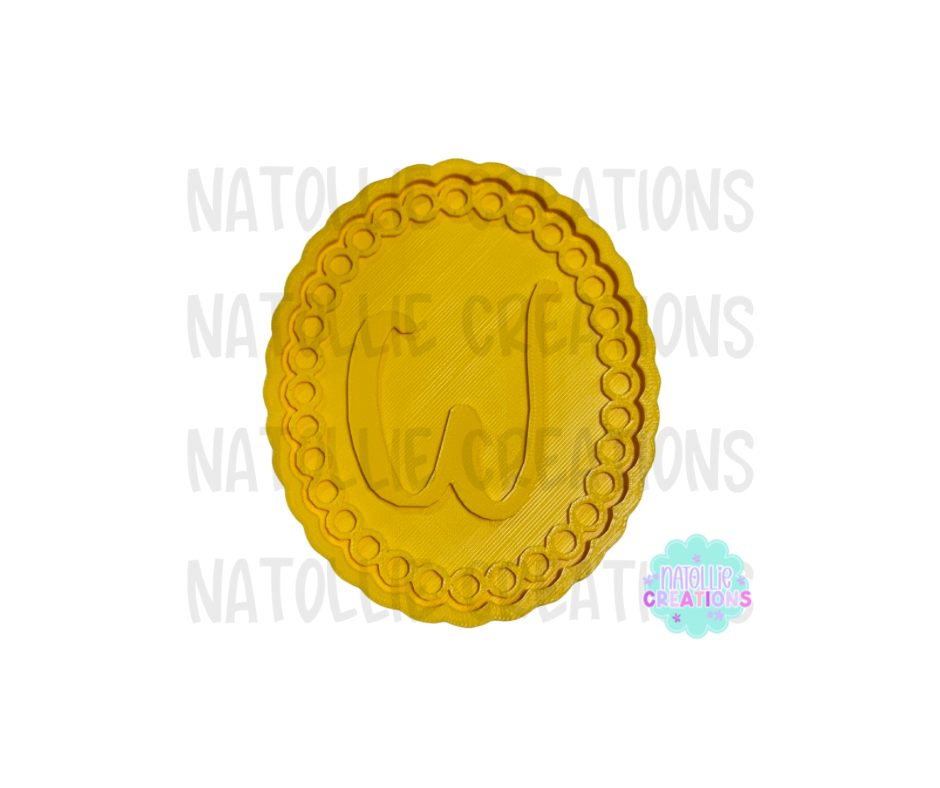 Beaded Frame Oval + Alphabet Inserts Freshie Silicone Mold