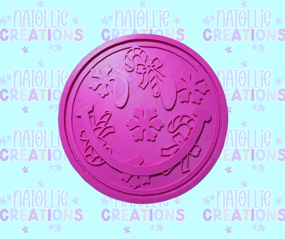 Candy Cane / Snowflake Smiley Insert Freshie Silicone Mold