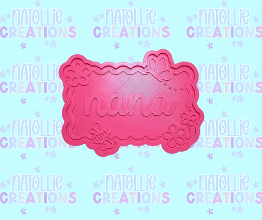 Nana Floral Butterfly Frame Insert Freshie Silicone Mold