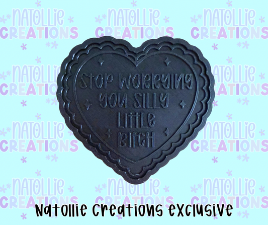 Silly Little Bitch Scallop Heart Insert Freshie Silicone Mold