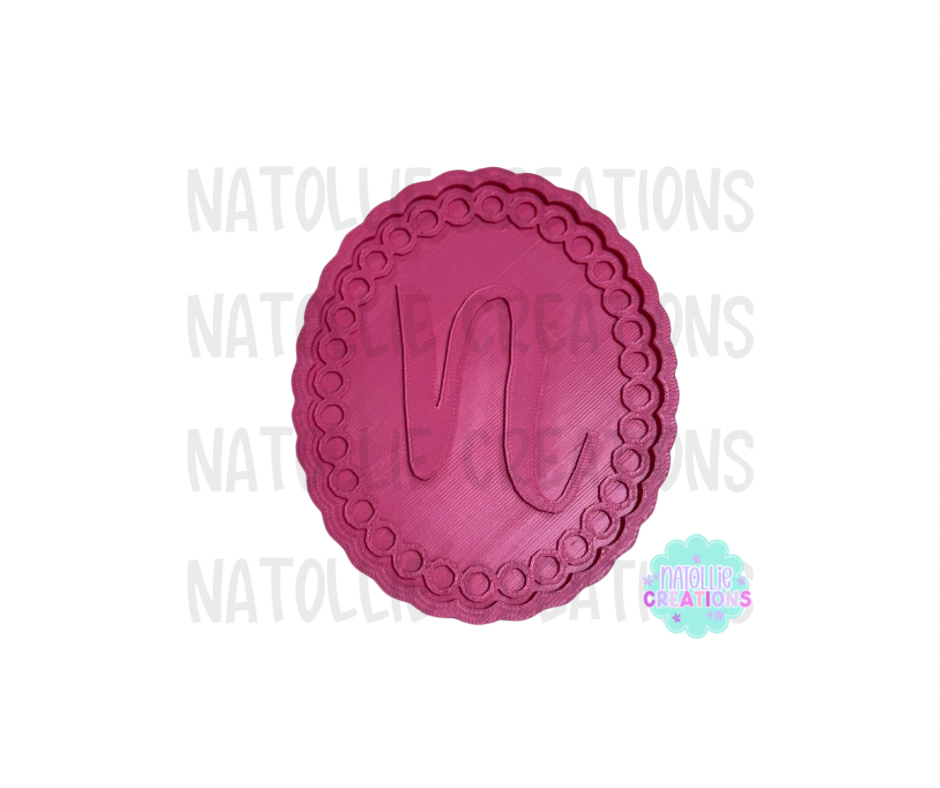 Beaded Frame Oval + Alphabet Inserts Freshie Silicone Mold