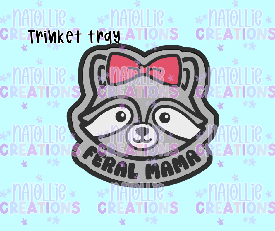 Feral Mama Raccoon Trinket Tray