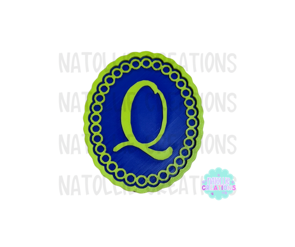 Beaded Frame Oval + Alphabet Inserts Freshie Silicone Mold