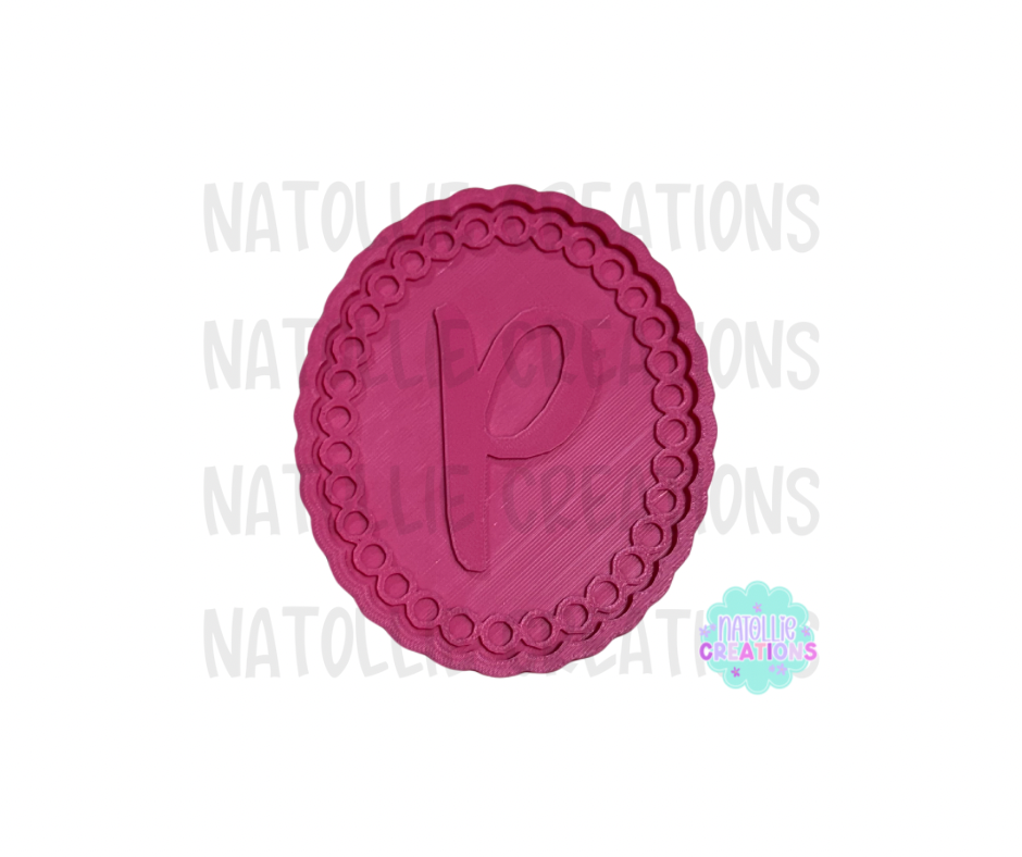 Beaded Frame Oval + Alphabet Inserts Freshie Silicone Mold