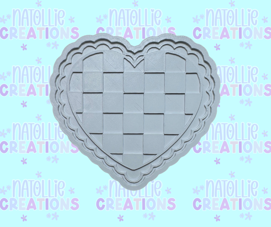 Checkered Scallop Heart Insert Freshie Silicone Mold