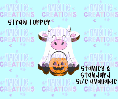 Ghost Cow Straw Topper
