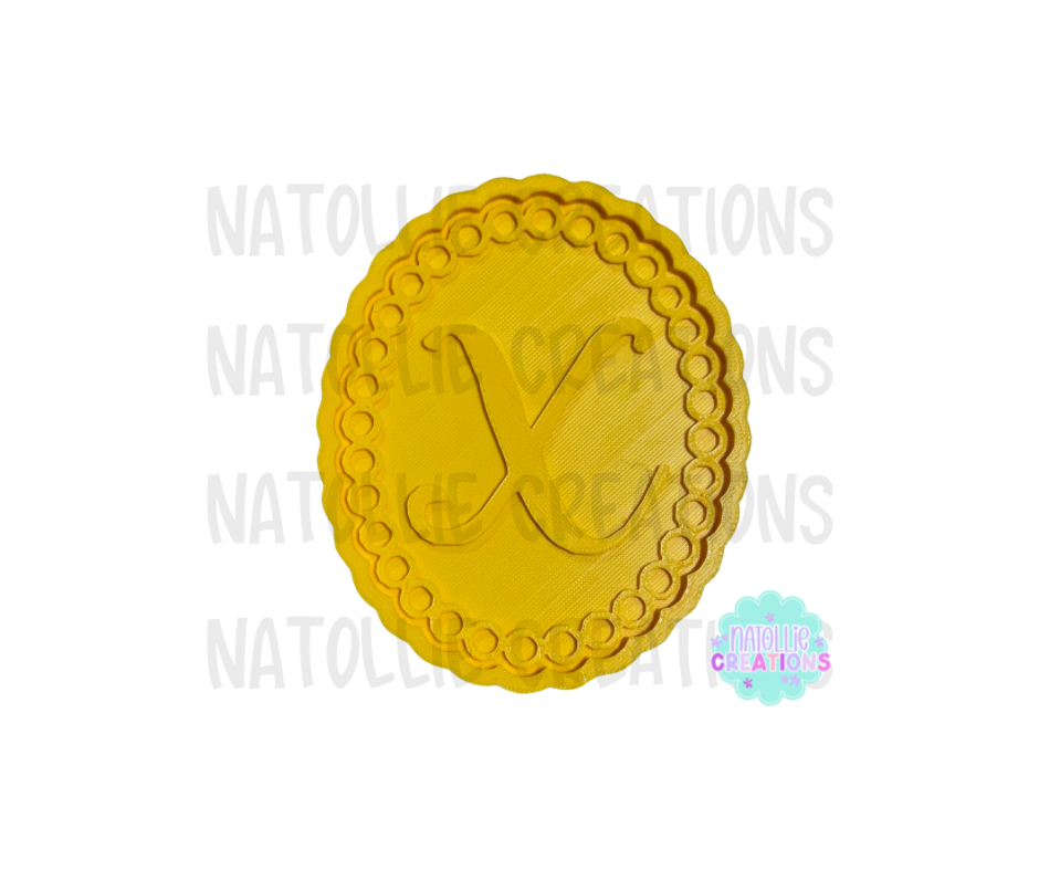 Beaded Frame Oval + Alphabet Inserts Freshie Silicone Mold