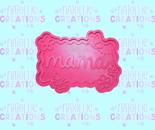 Mama Floral Butterfly Frame Insert Freshie Silicone Mold