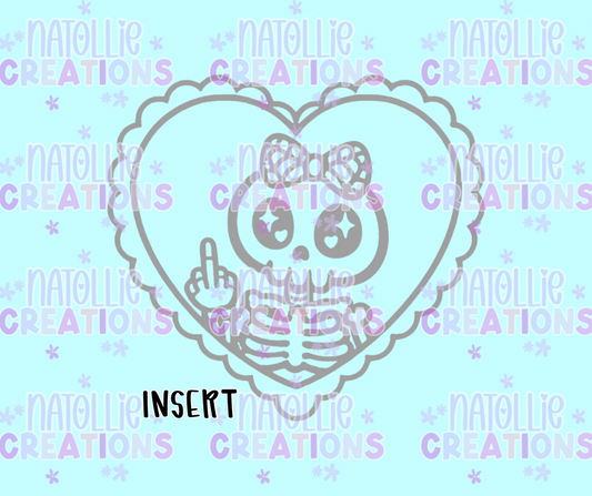 Middle Finger Skeleton Scallop Heart Insert Freshie Silicone Mold