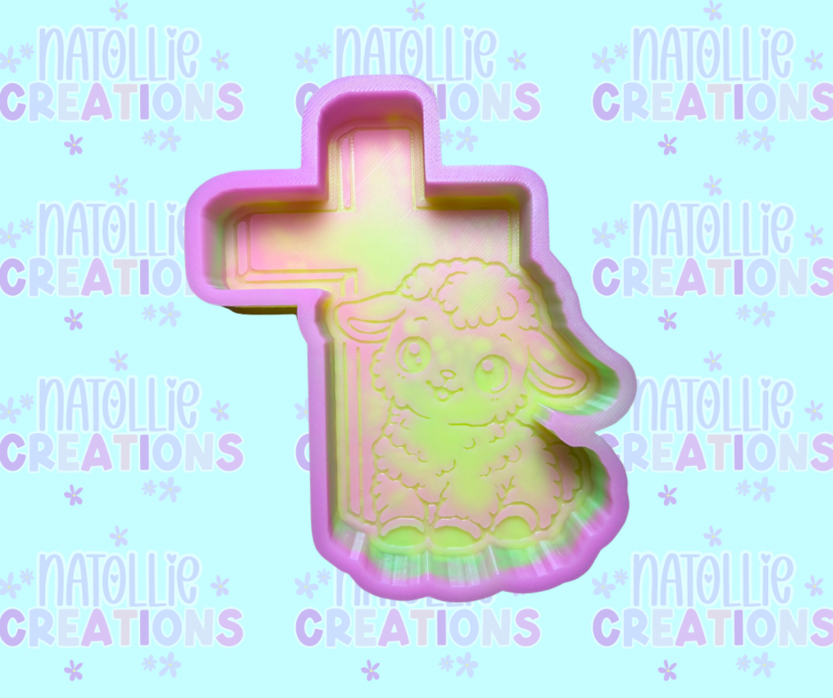 Lamb W/ Cross Freshie Silicone Mold