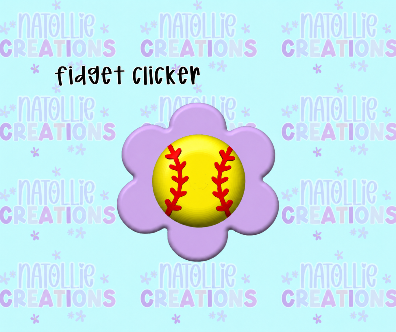 Floral Softball Clicker Fidget