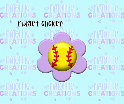 Floral Softball Clicker Fidget