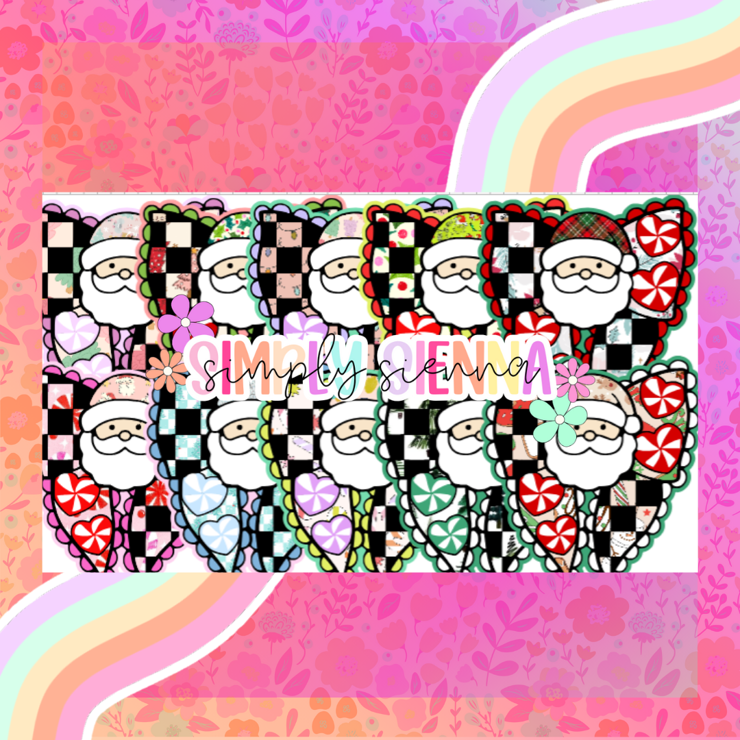 Checkered Santa Bow- NATOLLIE CREATIONS