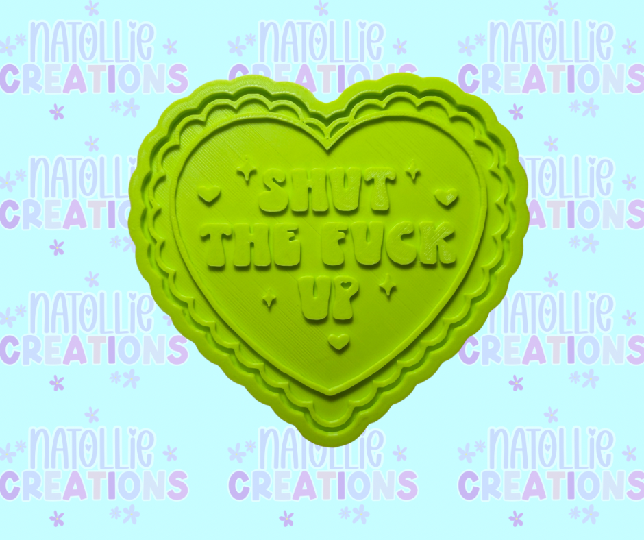 Shut The Fuck Up Scallop Heart Insert Freshie Silicone Mold
